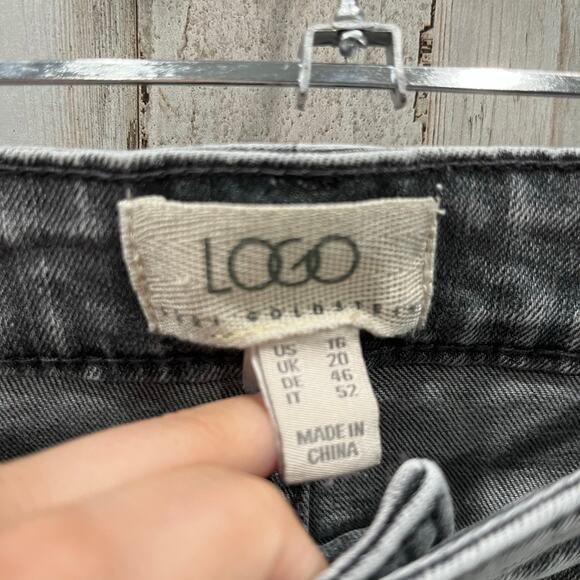 Logo Lori Goldstein QVC Gray Wide Leg Crop Jeans Button Fly Women’s Size 16 - Picture 3 of 9
